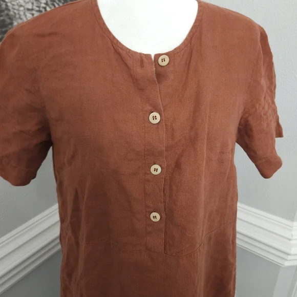 linenfox Bloom Linen Dress small in terracotta - Picture 6 of 10